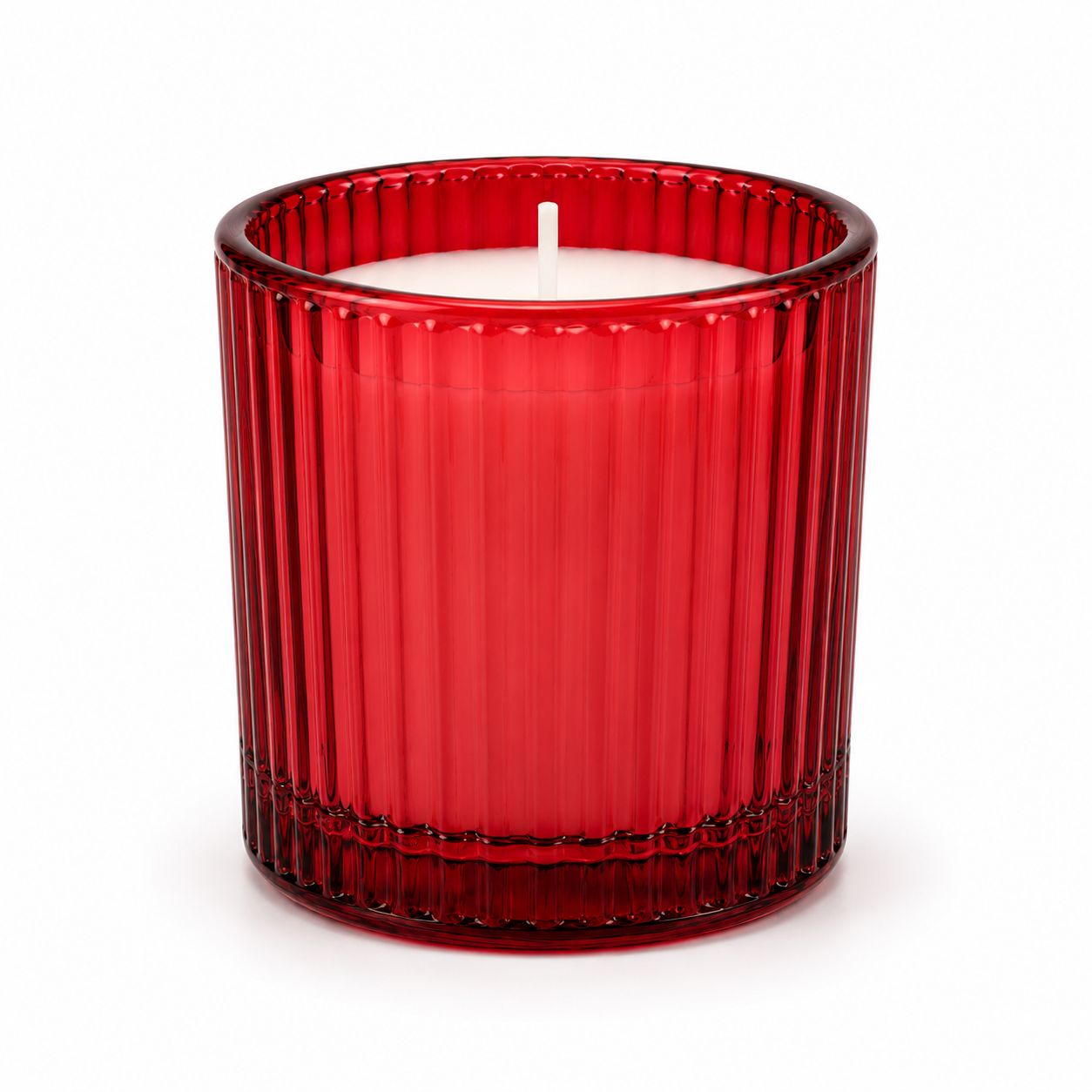 Red Glass Holder with Real Wax Devotional Votive Candle Set (Pack of 6)