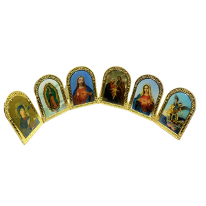 Religious devotional home decoration plaque in metallic tones