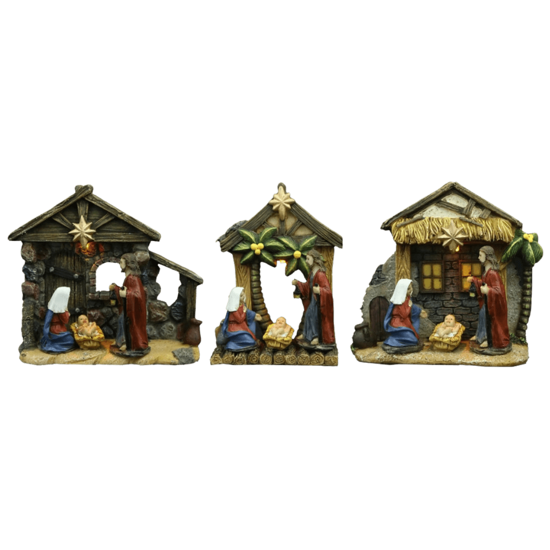 Resin Nativity Scene Ornament — a Gently Illuminated Devotional Keepsake (3 Styles) - JMJ Catholic Productsvariant