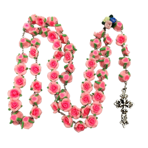 Wall-hanging rosary with floral rose beads