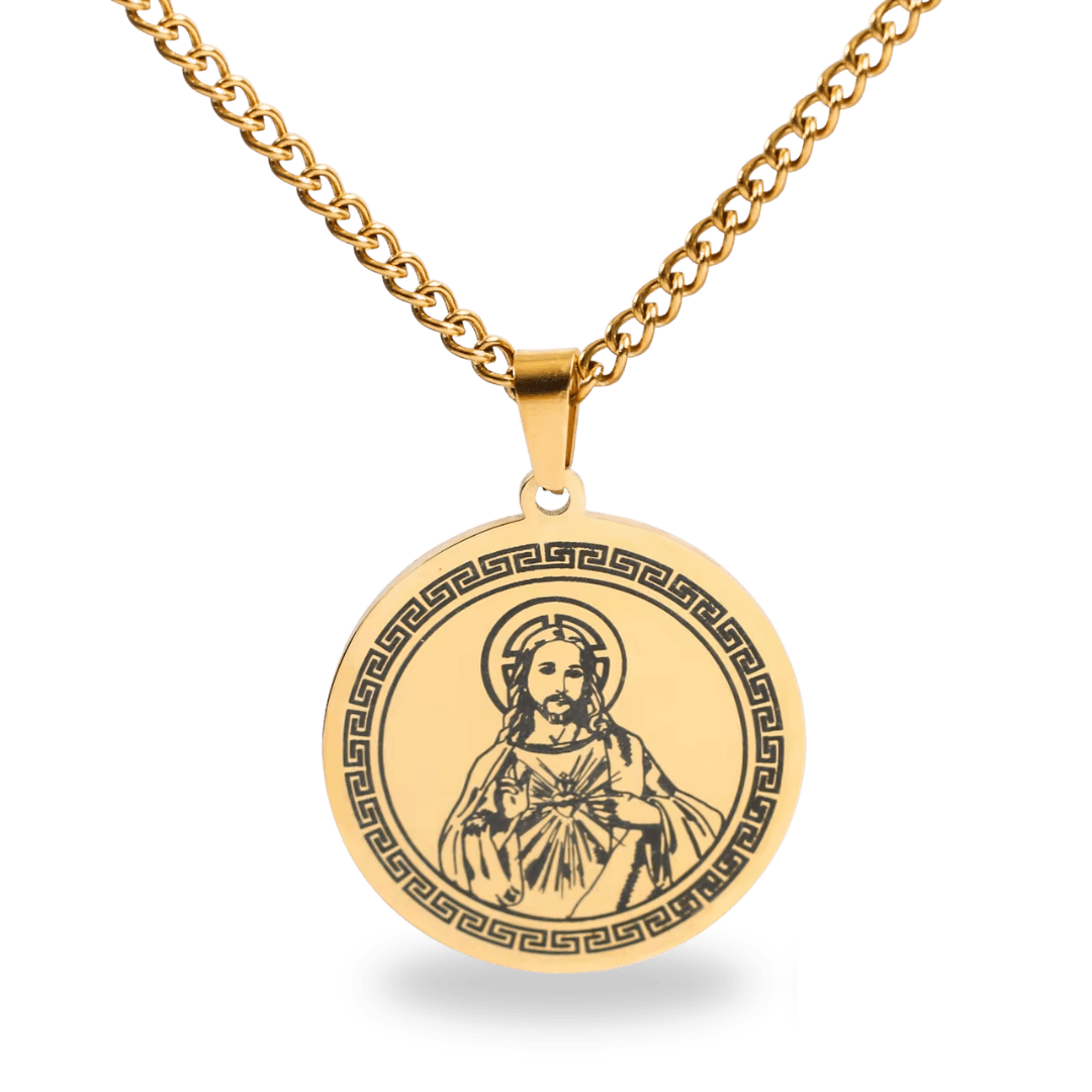 Sacred Heart of Jesus Gold-Plated Pendant Necklace (Chain Length 60cm)