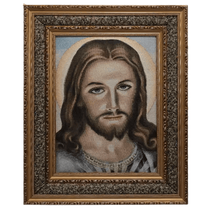 Framed devotional tapestry of the Sacred Image of Jesus Christ