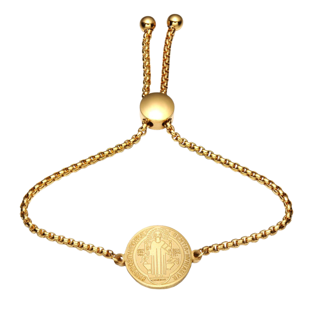 Saint Benedict, 18K Gold-Plated Medal Bracelet - Gold - JMJ Catholic Productsvariant