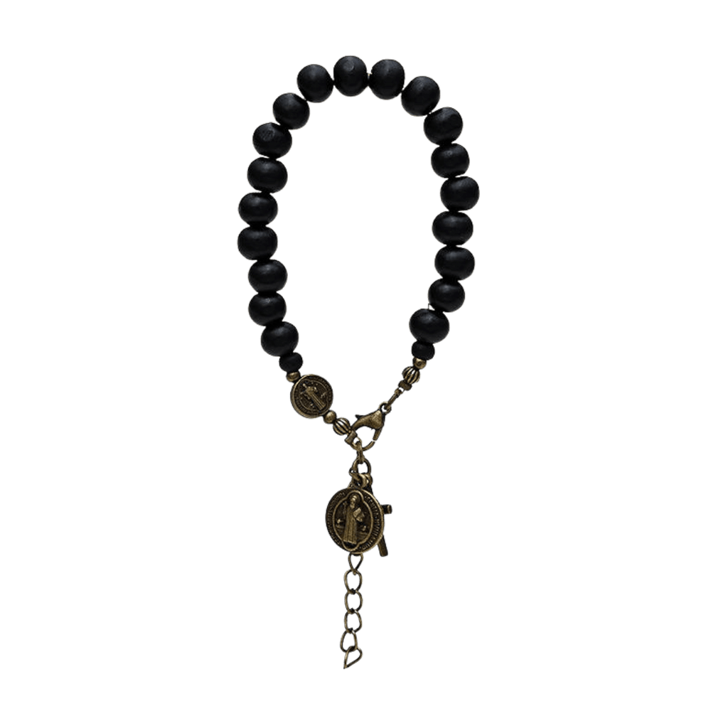 Saint Benedict Black Wooden Bead Bracelet - JMJ Catholic Productsvariant