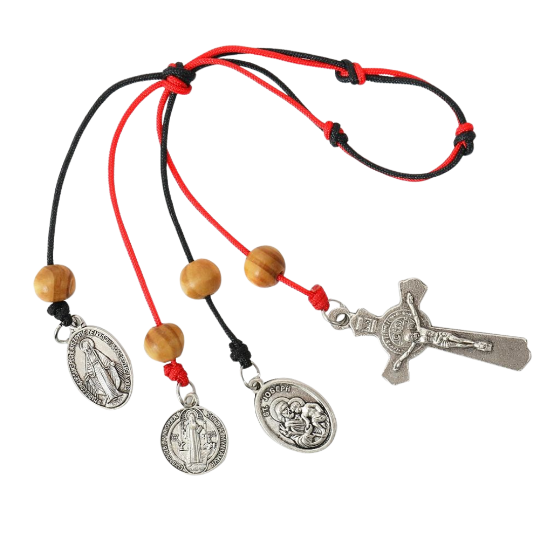 Saint Benedict Door Hanger with Saints Medals, Crucifix & Miraculous Medal - JMJ Catholic Productsvariant
