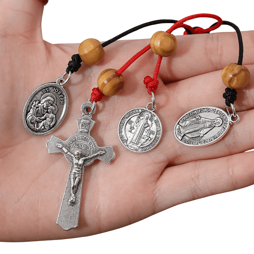 Saint Benedict Door Hanger with Saints Medals, Crucifix & Miraculous Medal - JMJ Catholic Productsvariant