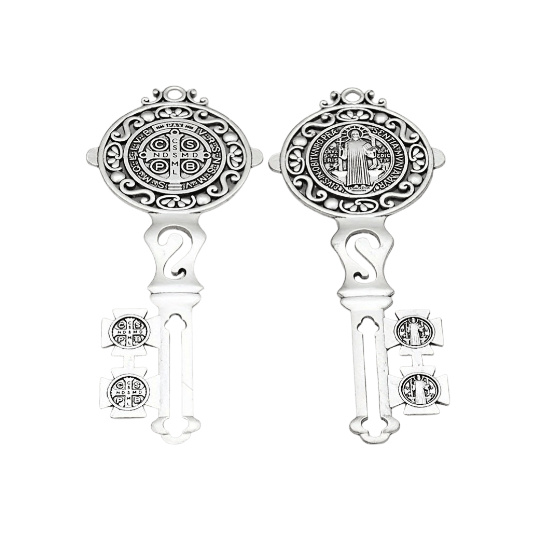 Saint Benedict Key Medal Wall Blessing Ornament -  2 Colours available