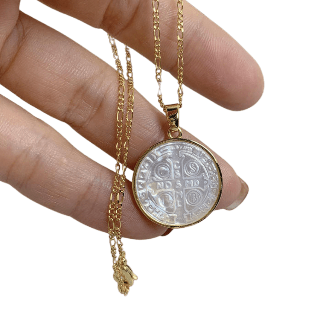 Saint Benedict Medal Necklace - Stainless steel with 18K Gold-Plated (45cm chain) - JMJ Catholic Productsvariant