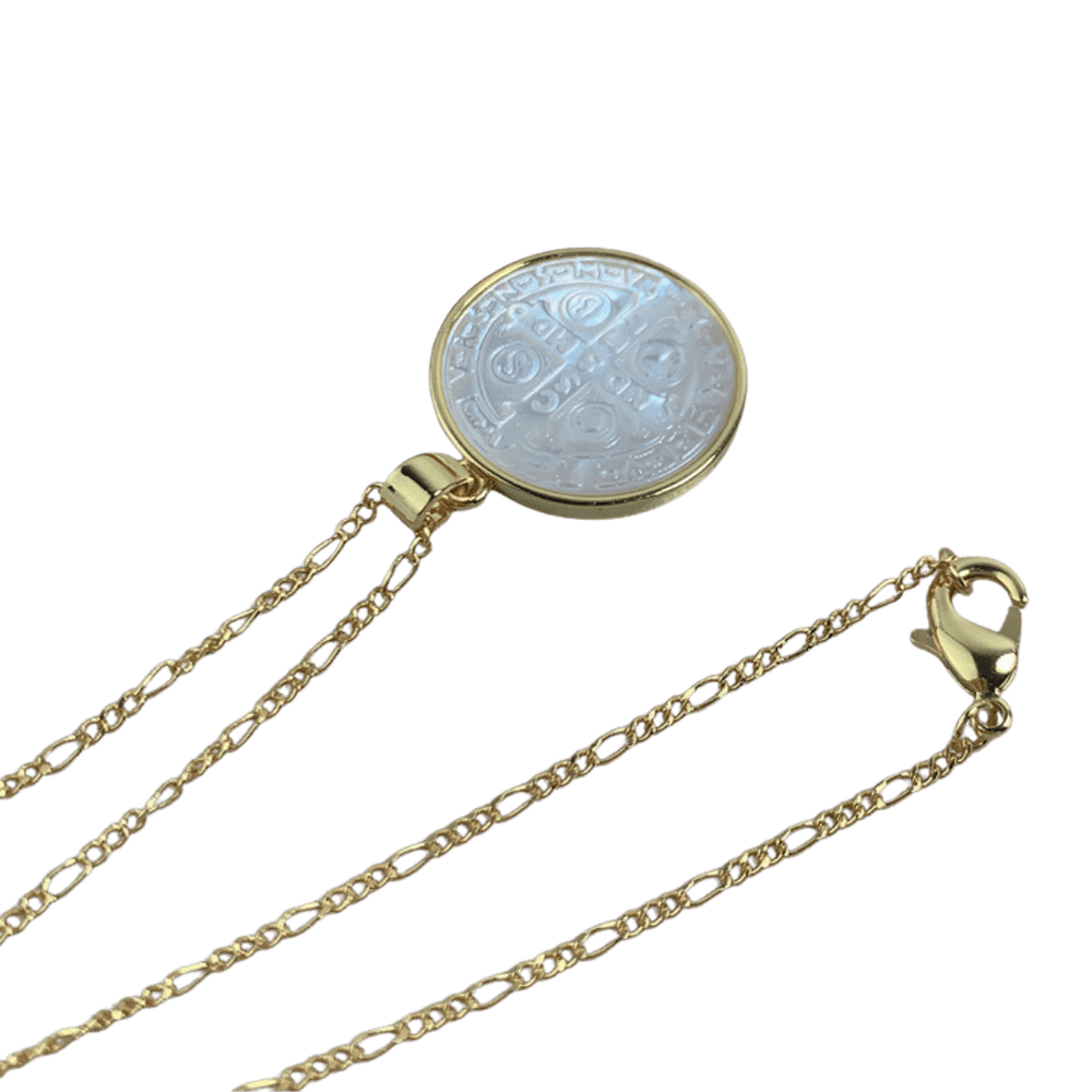 Saint Benedict Medal Necklace - Stainless steel with 18K Gold-Plated (45cm chain) - JMJ Catholic Productsvariant