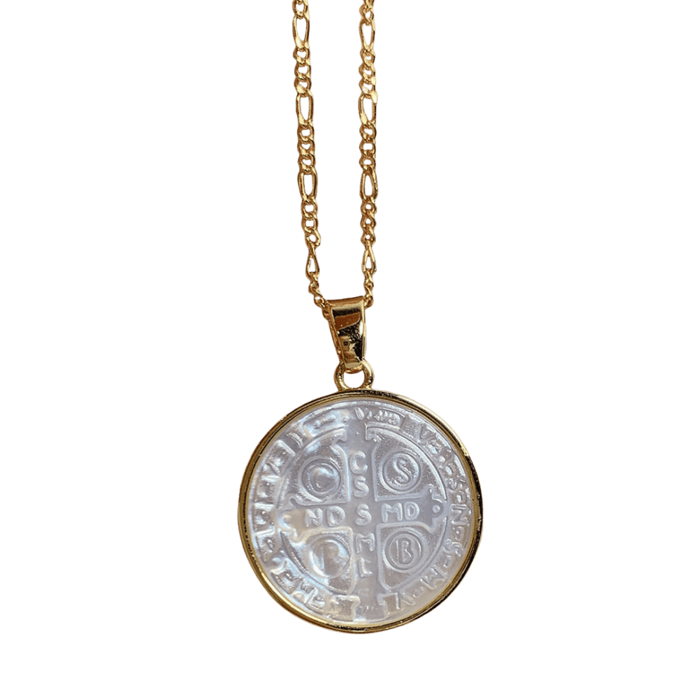 Saint Benedict Medal Necklace - Stainless steel with 18K Gold-Plated (45cm chain) - JMJ Catholic Productsvariant