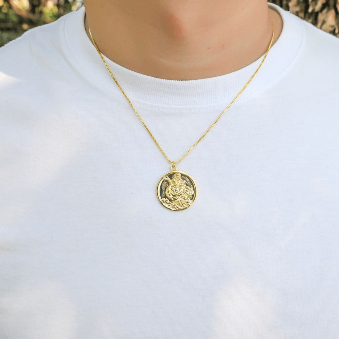 Saint Christopher Pendant Necklace – 18K Gold Plated Stainless Steel (Adjustable Chain) - JMJ Catholic Productsvariant