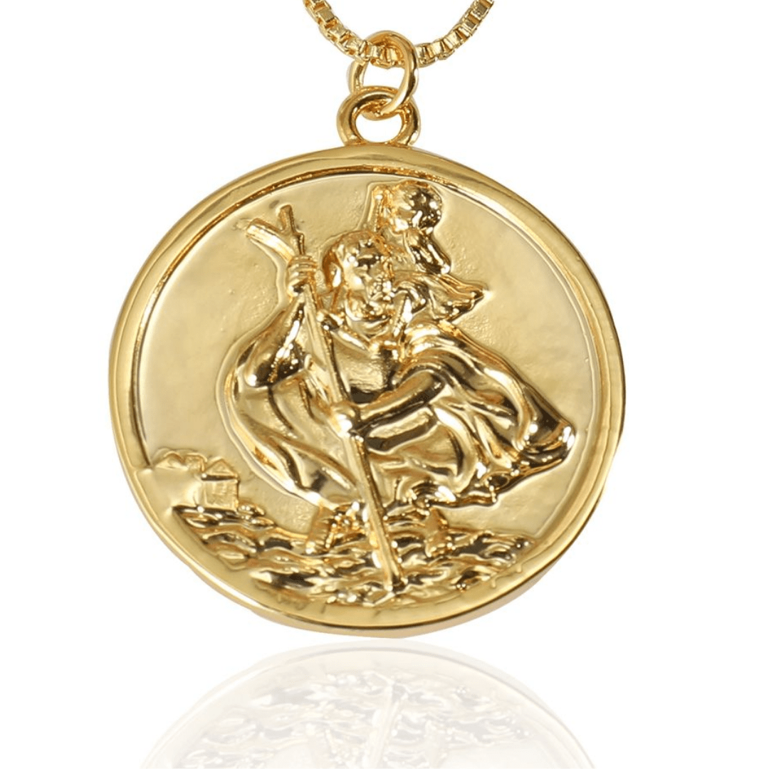 Saint Christopher Pendant Necklace – 18K Gold Plated Stainless Steel (Adjustable Chain) - JMJ Catholic Productsvariant