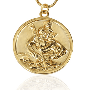 18K gold plated Saint Christopher pendant necklace