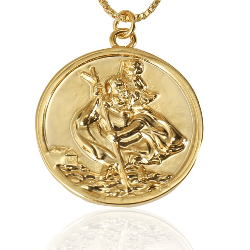 Saint Christopher Pendant Necklace – 18K Gold Plated Stainless Steel (Adjustable Chain) - JMJ Catholic Productsvariant