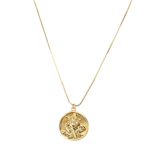Saint Christopher Pendant Necklace – 18K Gold Plated Stainless Steel (Adjustable Chain)