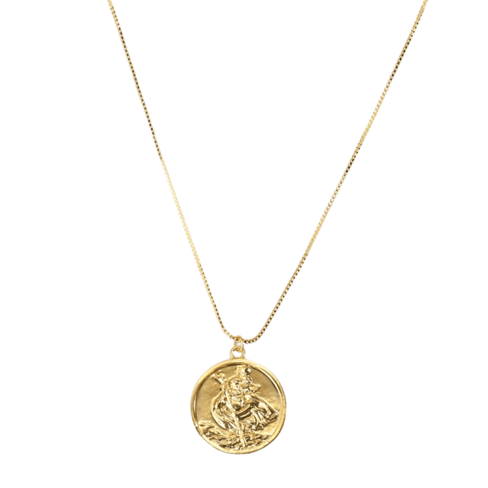 Saint Christopher Pendant Necklace – 18K Gold Plated Stainless Steel (Adjustable Chain) - JMJ Catholic Productsvariant