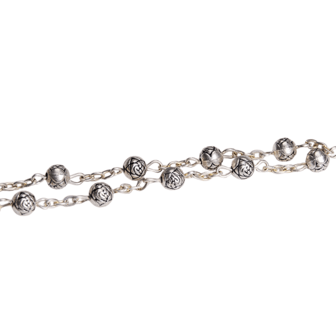 Silver Rose Bead One Decade Rosary Bracelet - JMJ Catholic Productsvariant