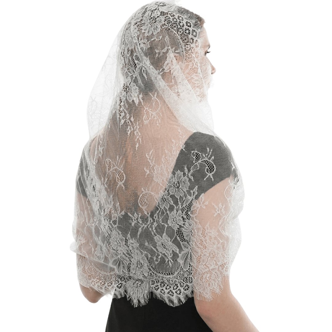 Spanish Lace Mantilla Veil — Black or White - JMJ Catholic Productsvariant