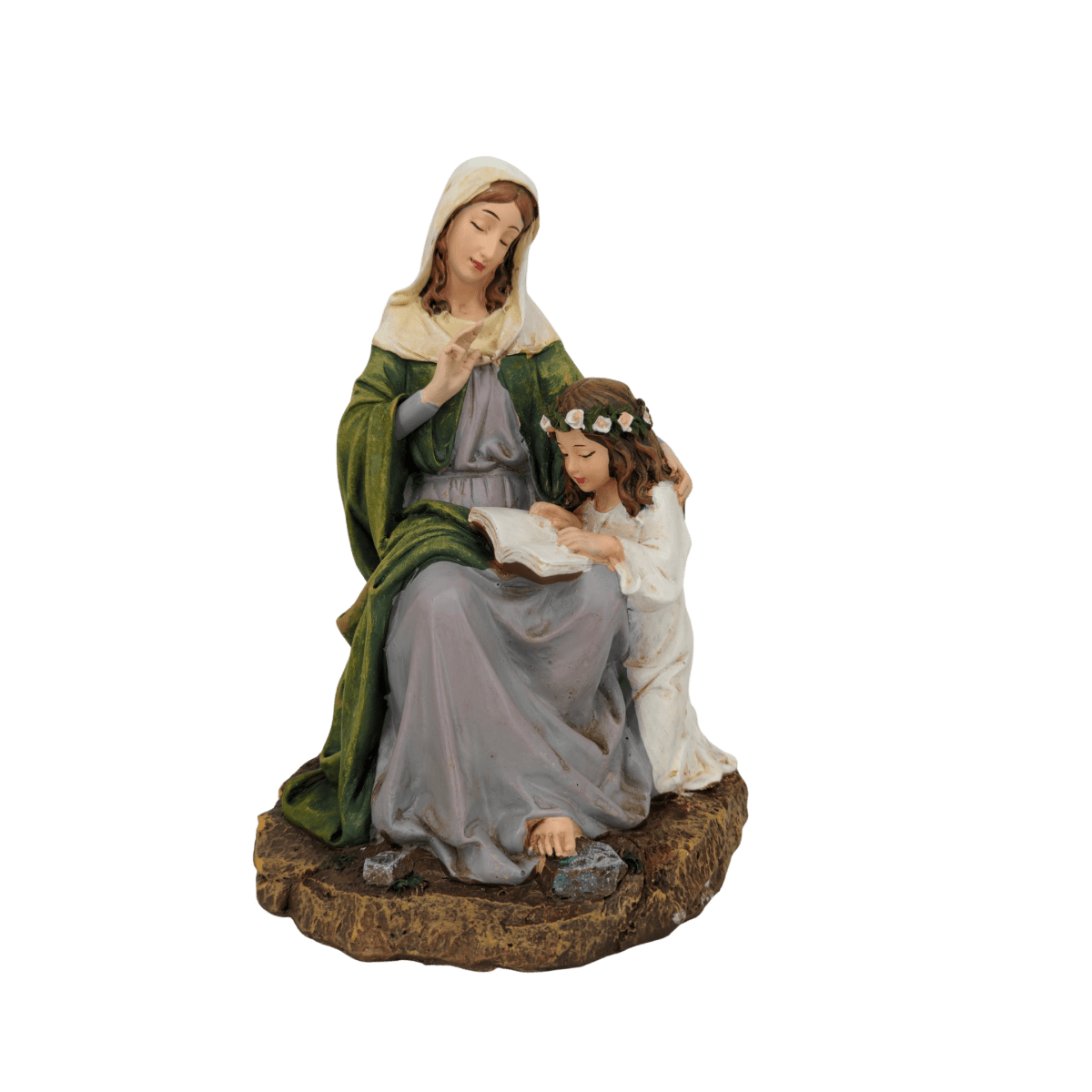 St. Anne with the Virgin Mary — Loving Hand-Painted Resin Statue (Medium, 18cm)