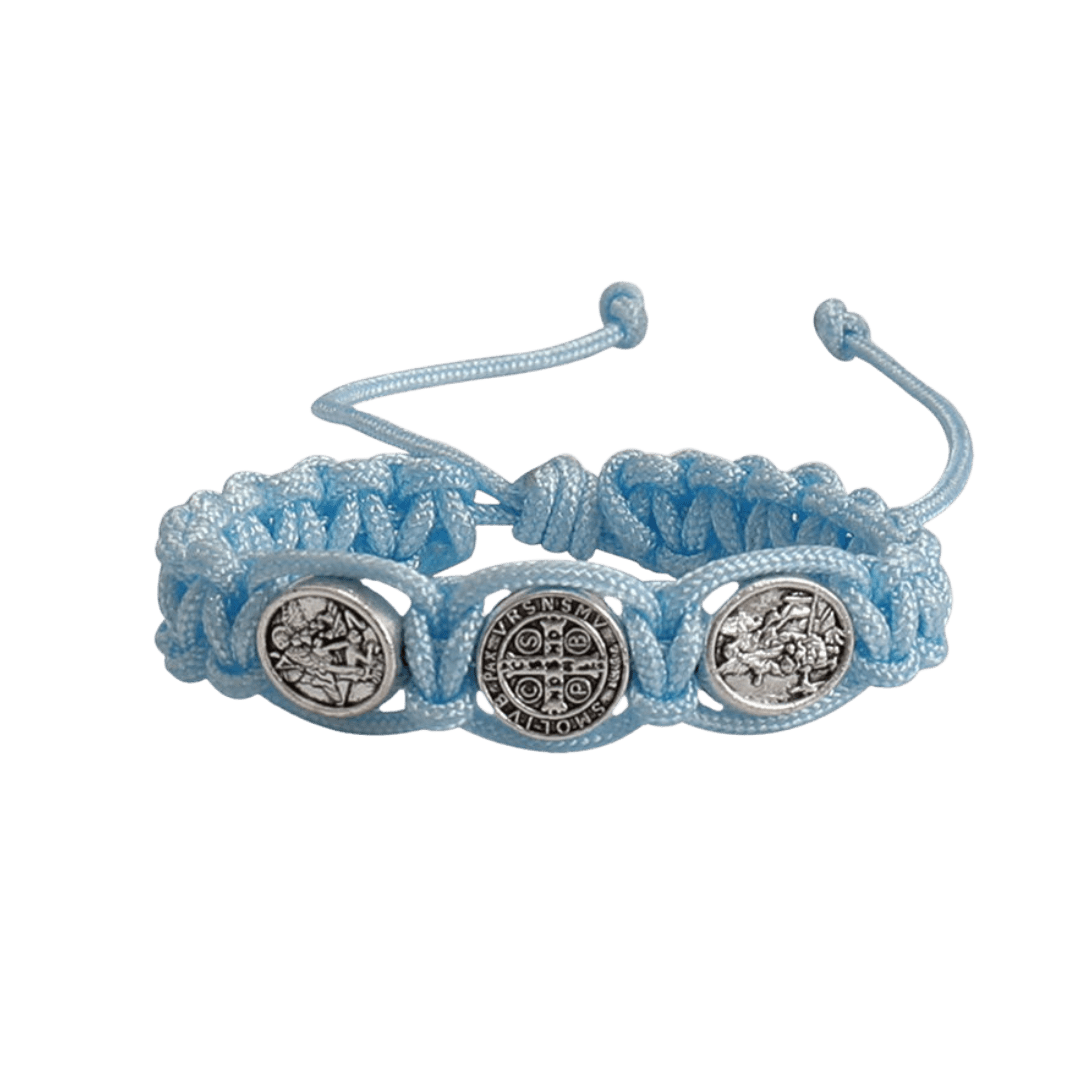 St. Benedict Blue Cord Baby Bracelet - Blue - JMJ Catholic Productsvariant