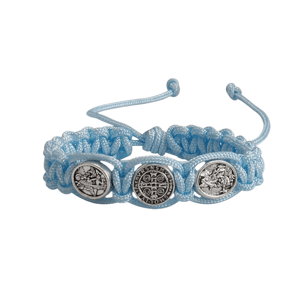 St. Benedict Blue Cord Baby Bracelet - Blue - JMJ Catholic Productsvariant