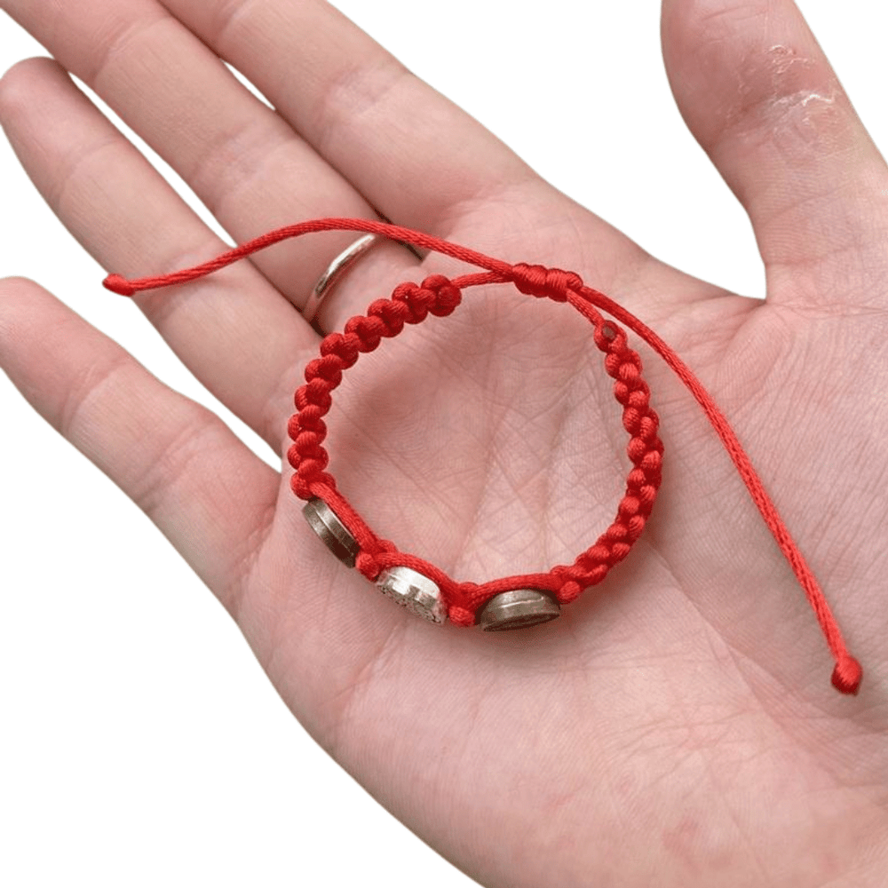 St. Benedict Red Cord Bracelet for Babies and Small Children - JMJ Catholic Productsvariant