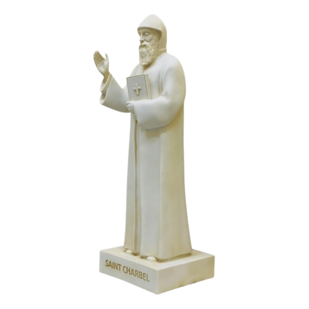 St Charbel White - Extra Large Garden Statue - 120cm - JMJ Catholic Productsvariant