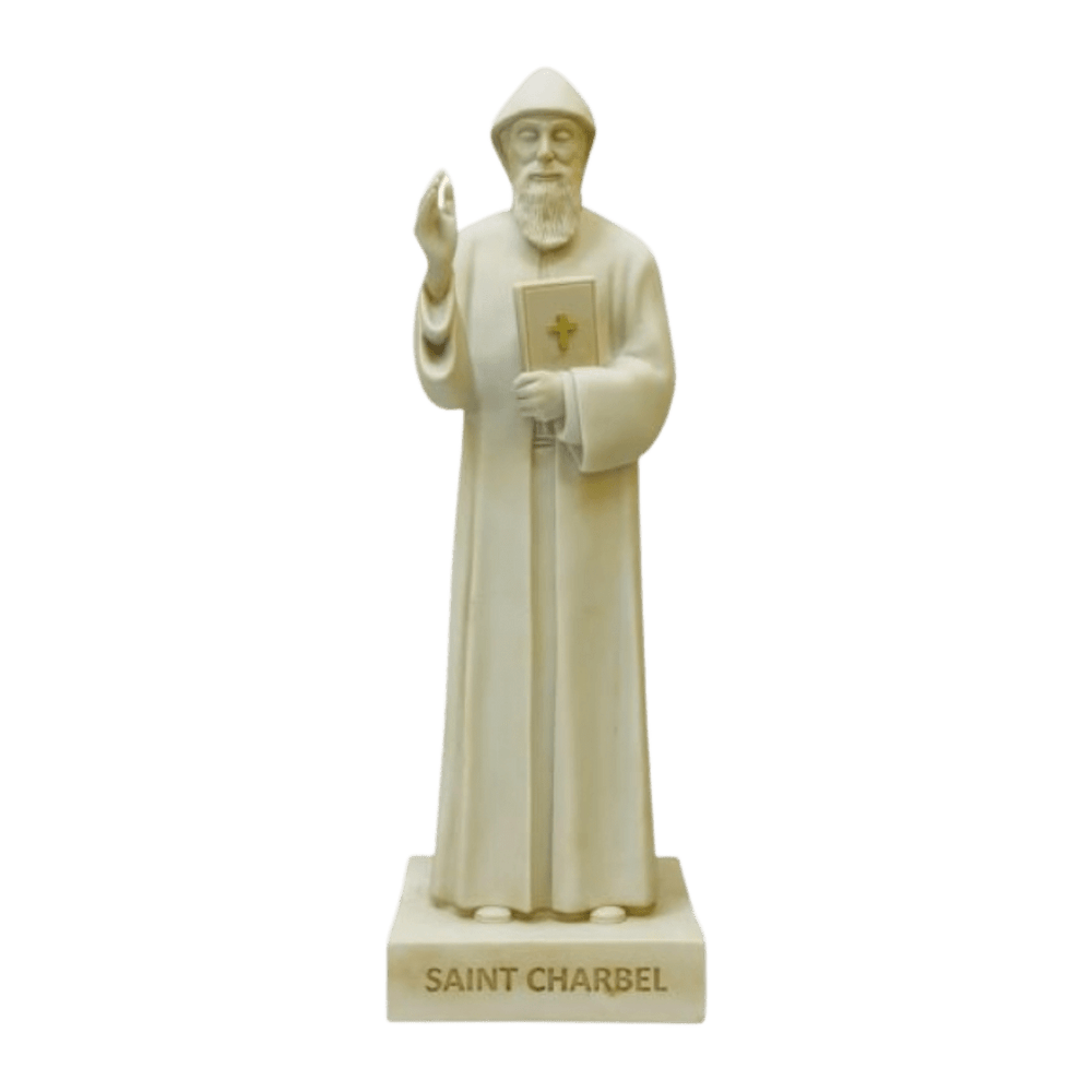 St Charbel White - Medium Garden Statue - 69cm - JMJ Catholic Productsvariant