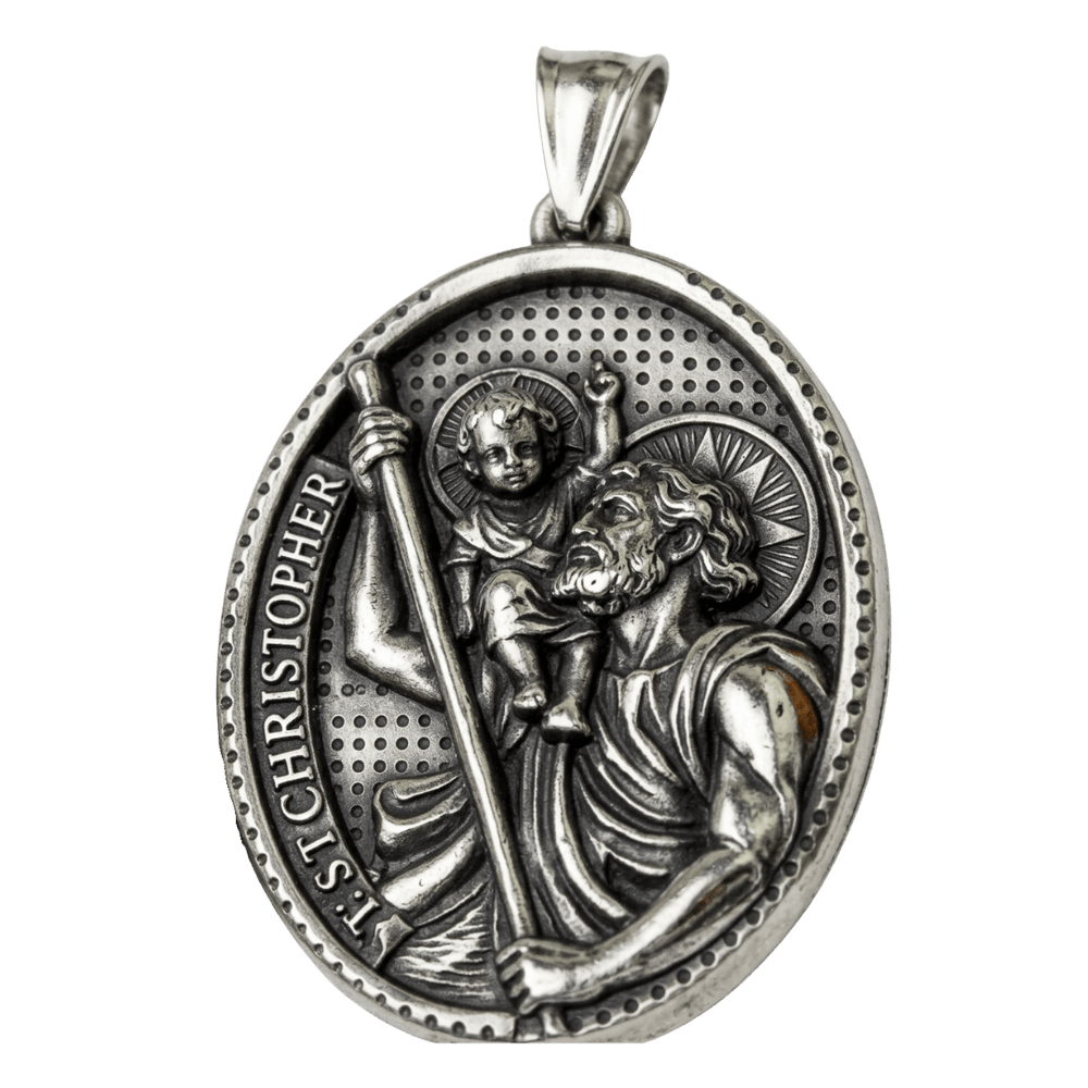 St. Christopher Medal Necklace — Silver Stainless Steel - JMJ Catholic Productsvariant