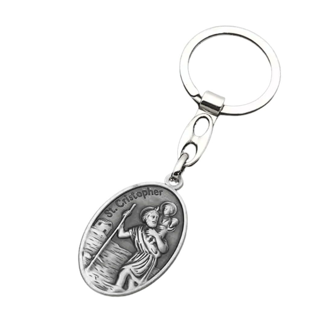 St. Christopher & St. Anthony Double-Sided Catholic Keyring – 2 Colours Available - JMJ Catholic Productsvariant