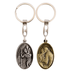 Double-sided St Christopher and St Anthony Catholic keyring