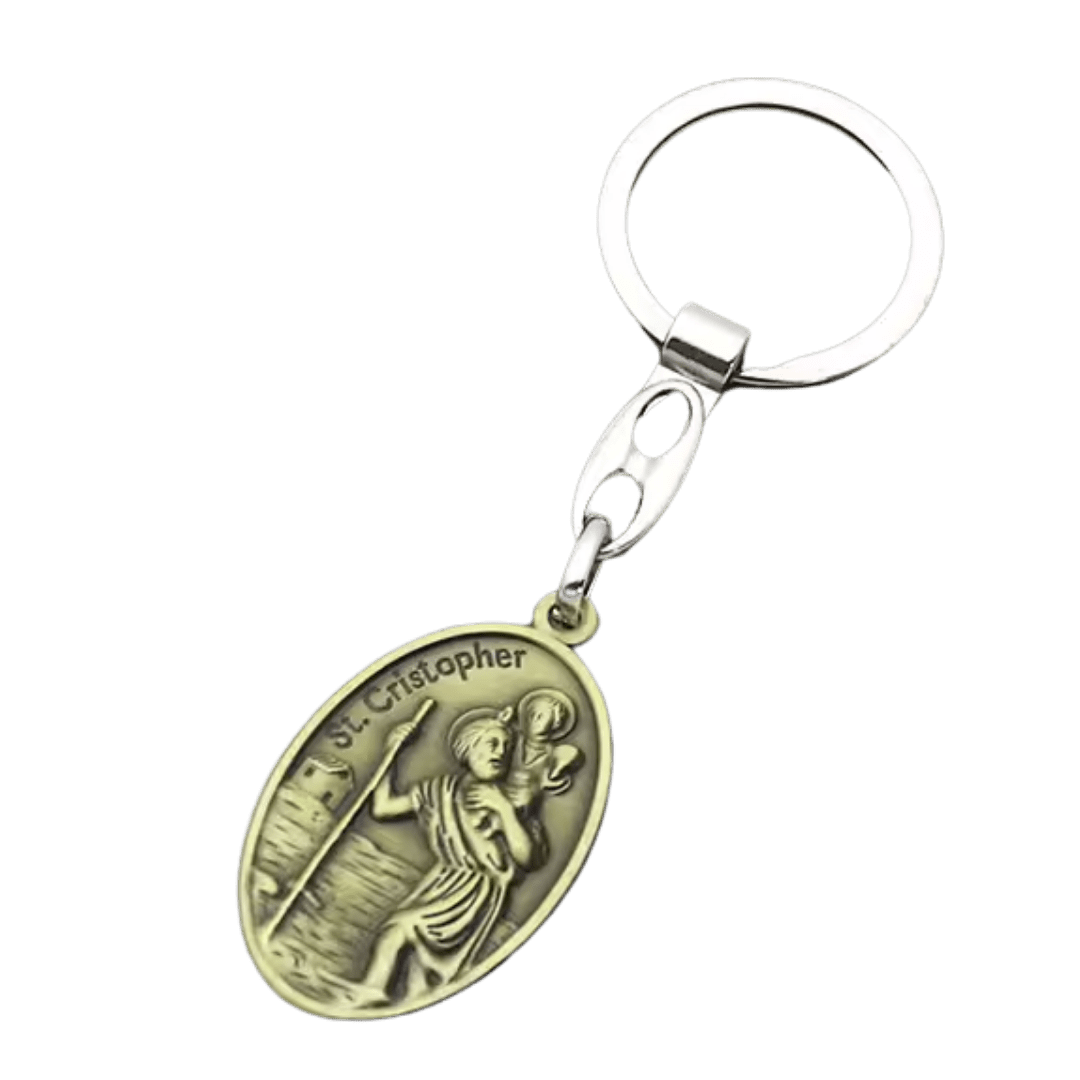 St. Christopher & St. Anthony Double-Sided Catholic Keyring – 2 Colours Available - JMJ Catholic Productsvariant