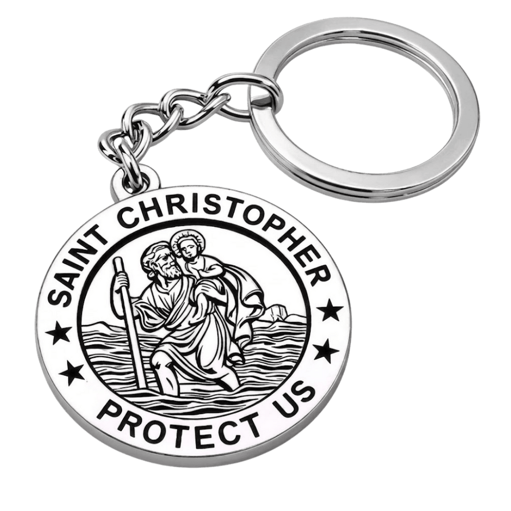 St. Christopher Stainless Steel Keyring - JMJ Catholic Productsvariant