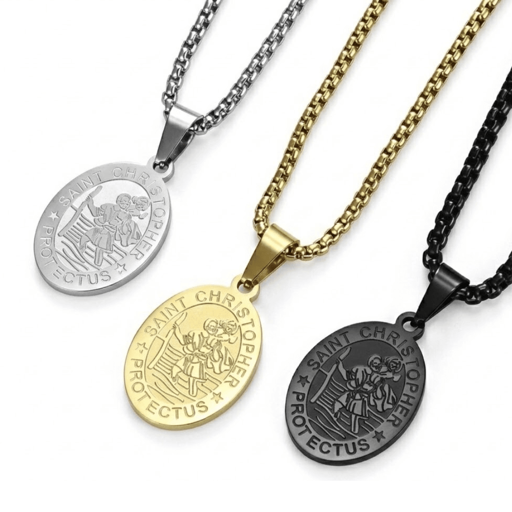 St. Christopher Stainless Steel Necklace (3 Colours Available) - JMJ Catholic Productsvariant