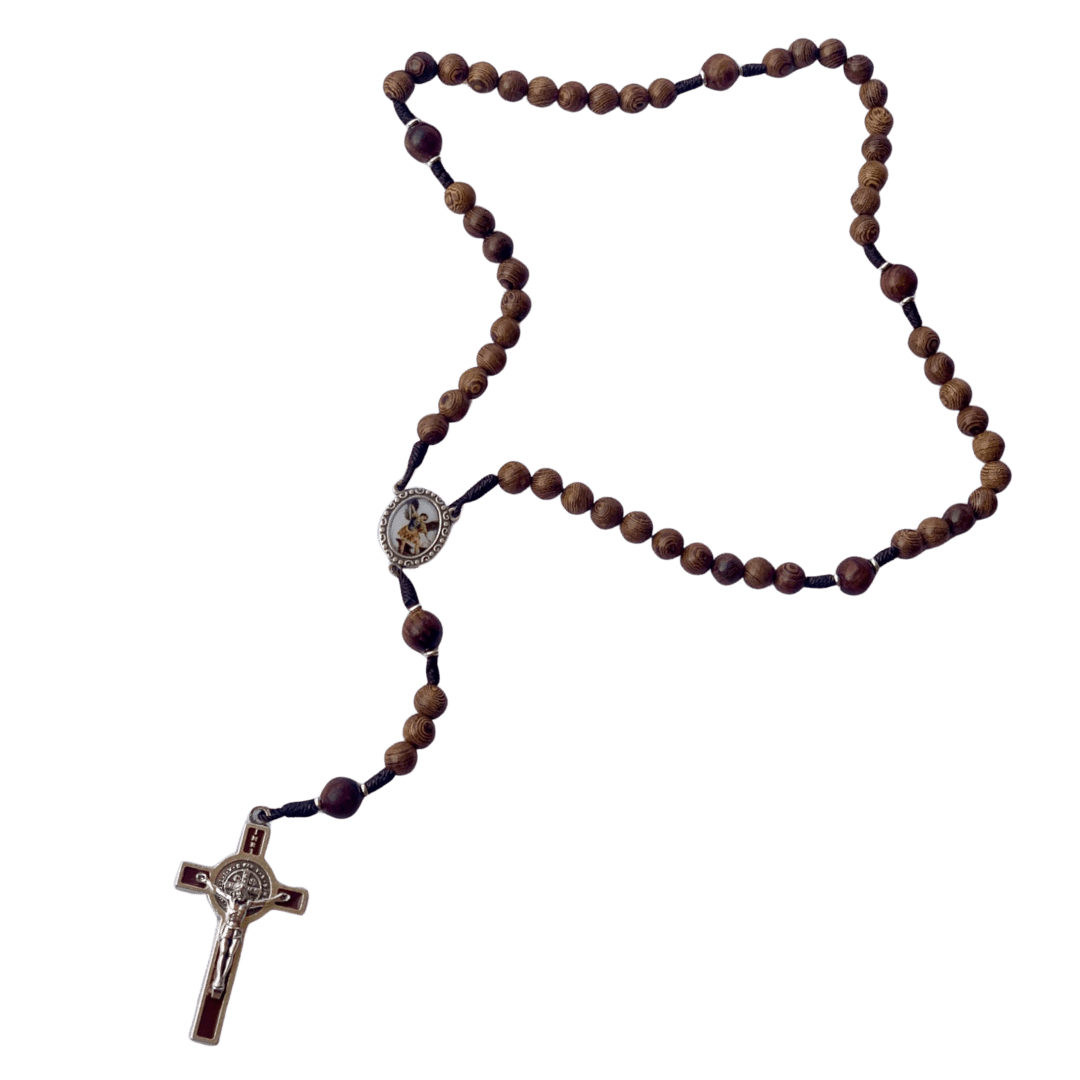 St. Michael the Archangel Artisan Wooden Rosary with Crucifix — Australian Made