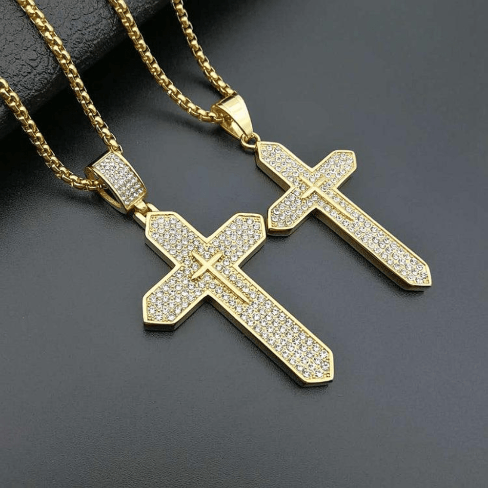 Stainless Steel Crucifix Pendant Necklace – 18K Gold Plated (2 Sizes Available) - JMJ Catholic Productsvariant