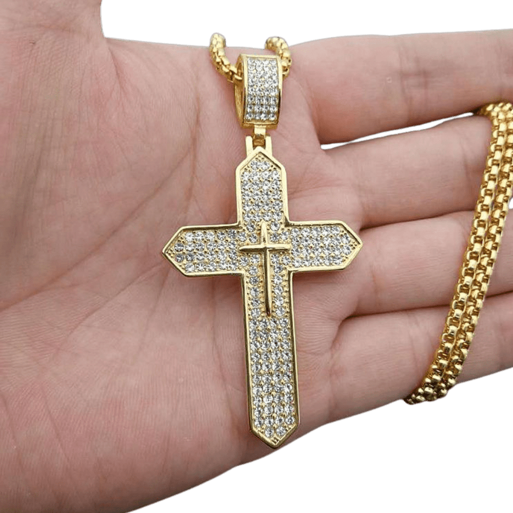 Stainless Steel Crucifix Pendant Necklace – 18K Gold Plated (2 Sizes Available) - JMJ Catholic Productsvariant