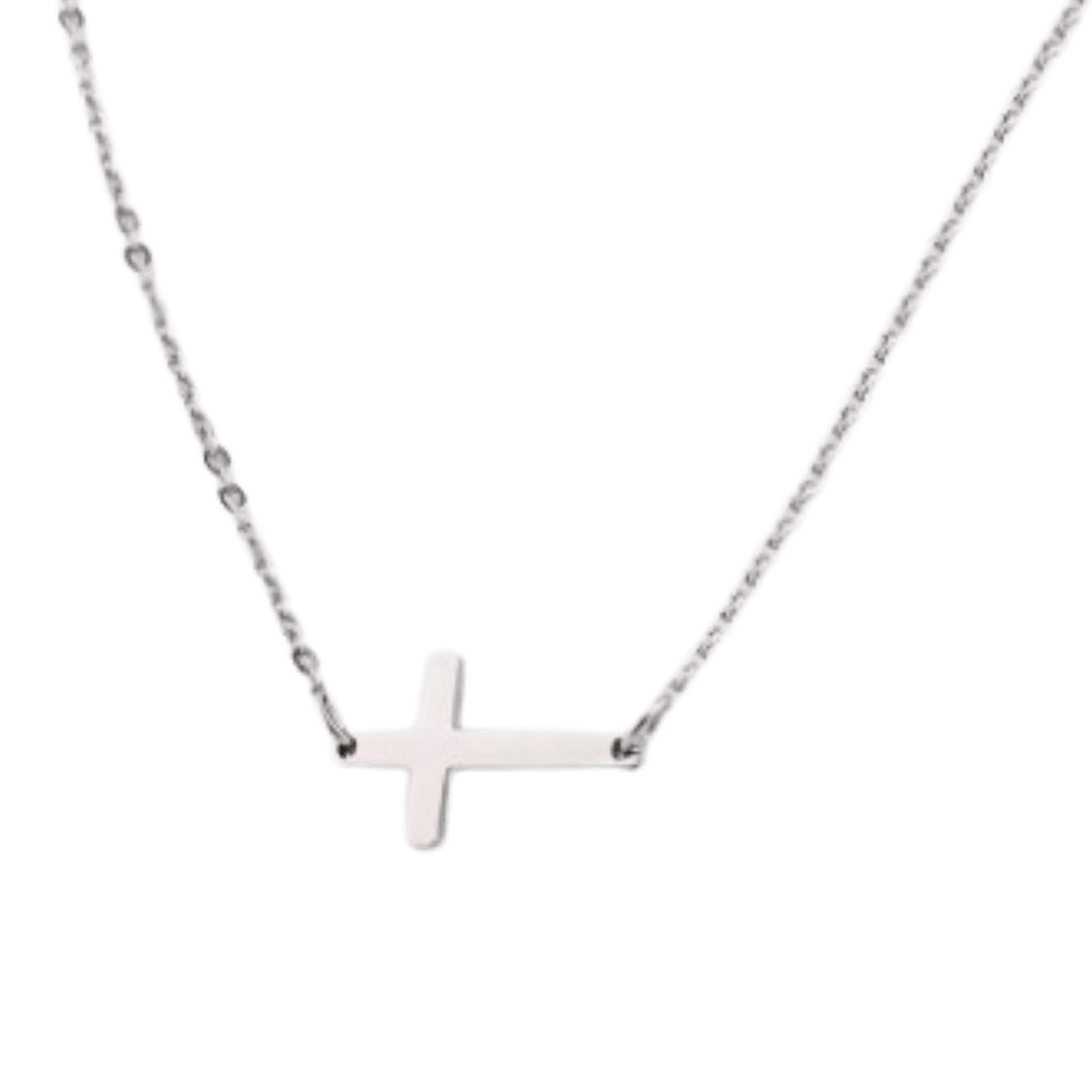 Stainless Steel Sideways Cross Pendant Necklace (Gold, Rose Gold & Silver) - JMJ Catholic Productsvariant