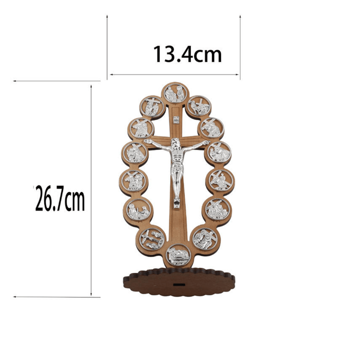 Stations of the Cross Via Crucis Wooden Standing Altar Piece - 2 Sizes available - JMJ Catholic Productsvariant