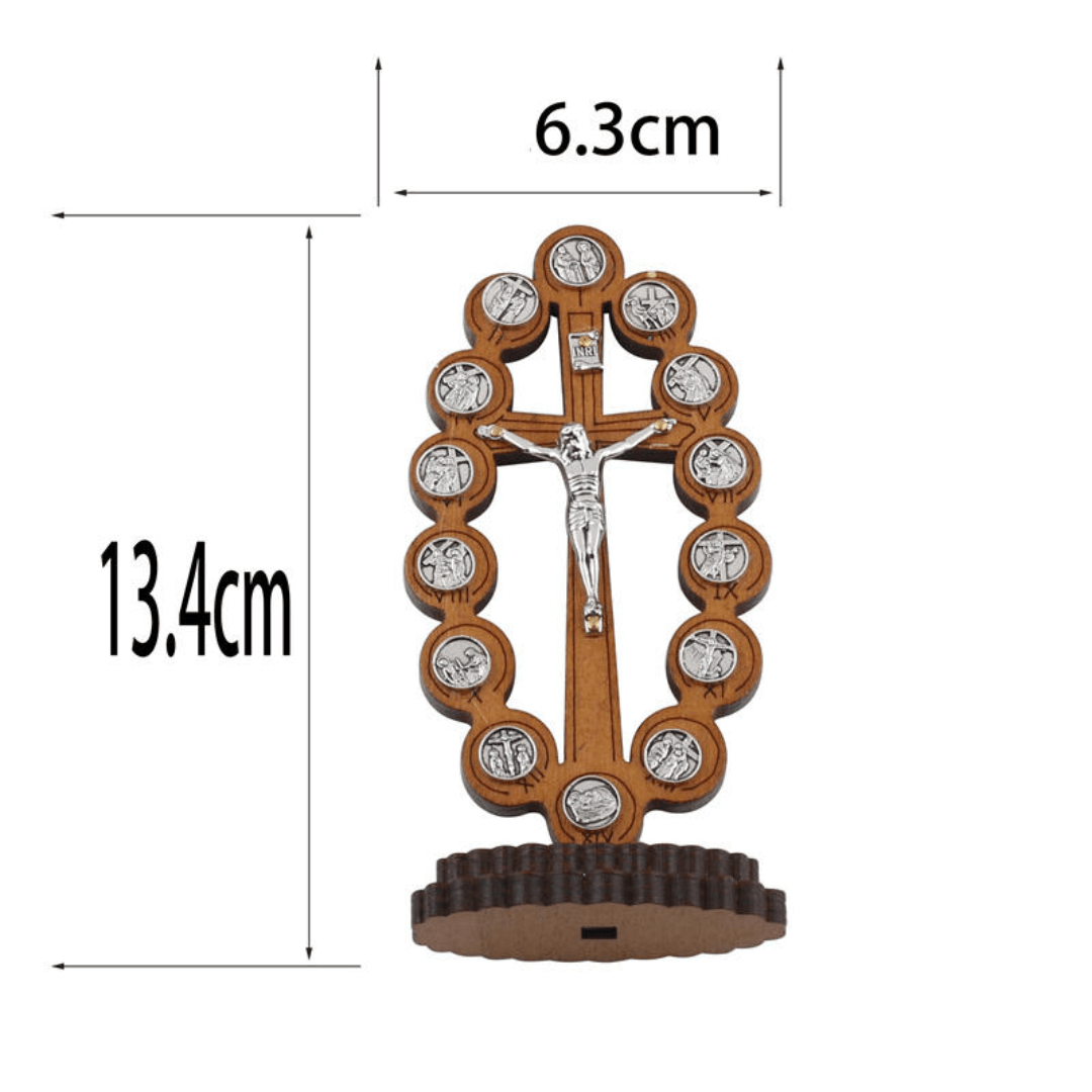 Stations of the Cross Via Crucis Wooden Standing Altar Piece - 2 Sizes available - JMJ Catholic Productsvariant