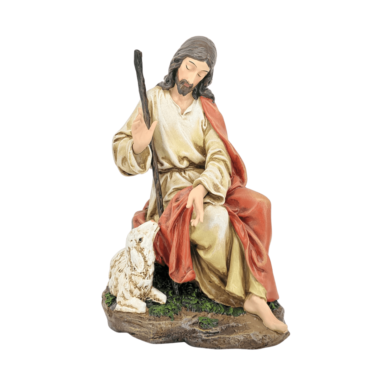 The Good Shepherd — Gentle Hand-Painted Resin Statue (Medium, 20cm)