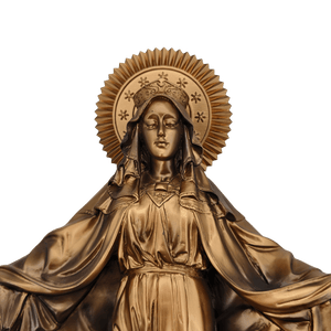Hand-painted resin Immaculate Virgin Mary statue with open arms, 30 cm