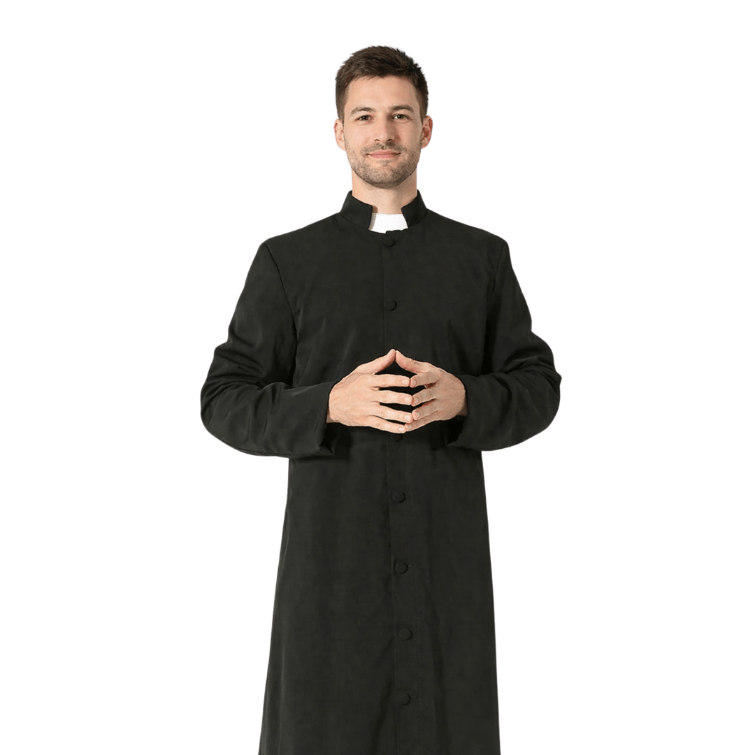Traditional Black Roman Cassock — Clergy Vestment (5 Sizes)