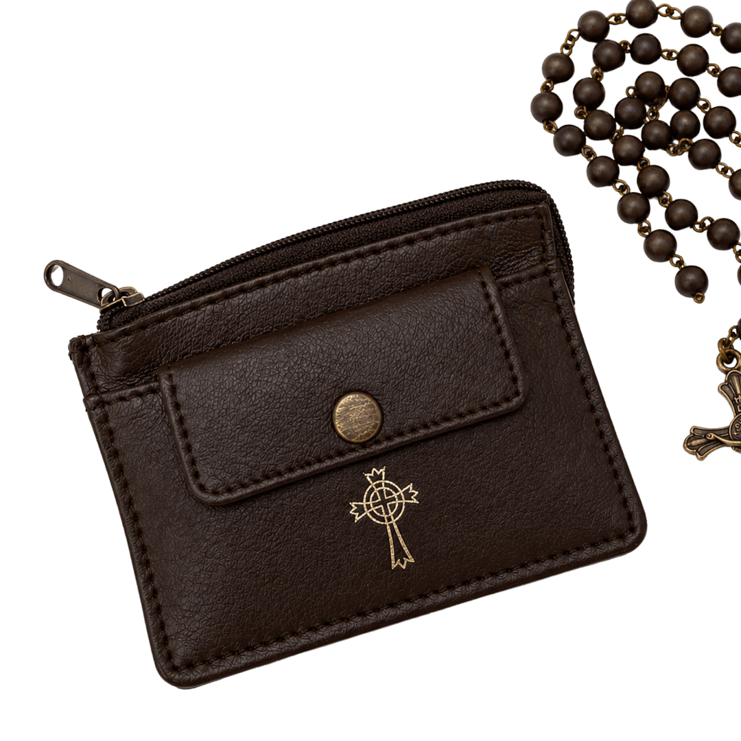 Two-Pocket Leather Rosary & Coin Case — Soft Sheepskin (2 Colours) - JMJ Catholic Productsvariant