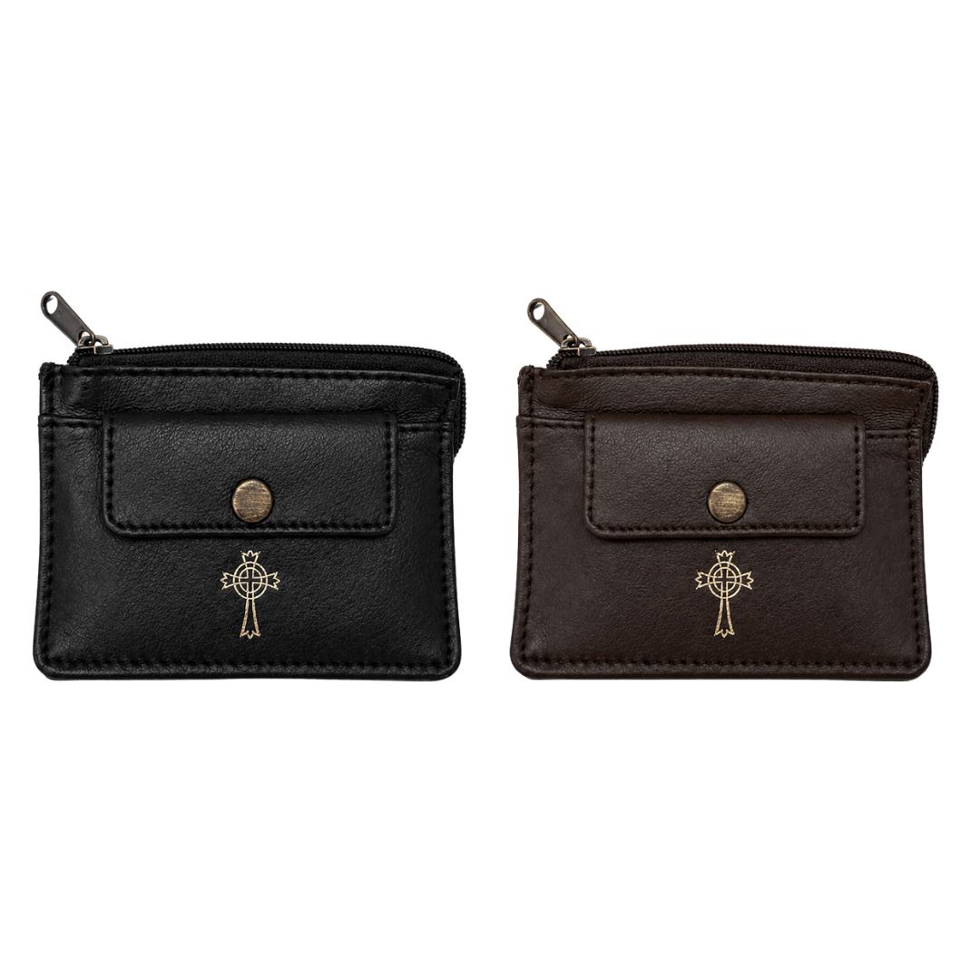 Two-Pocket Leather Rosary & Coin Case — Soft Sheepskin (2 Colours) - JMJ Catholic Productsvariant