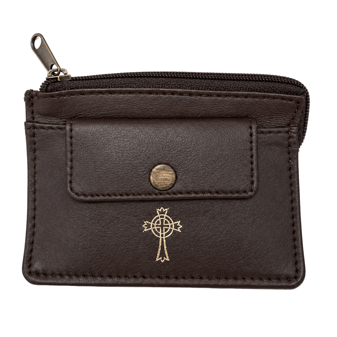 Two-Pocket Leather Rosary & Coin Case — Soft Sheepskin (2 Colours) - JMJ Catholic Productsvariant
