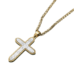 Two-Tone Crucifix Pendant Necklace — Stainless Steel with 18K Gold-Plating
