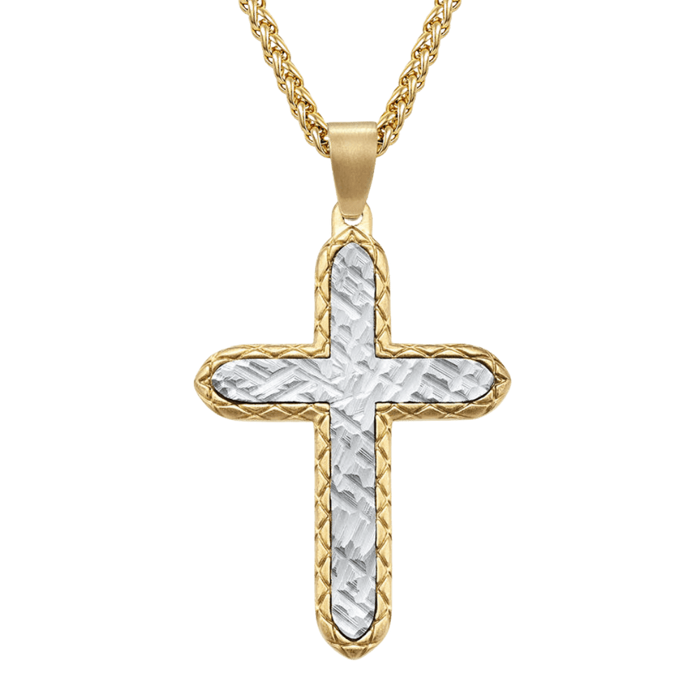 Two-Tone Crucifix Pendant Necklace — Stainless Steel with 18K Gold-Plating - JMJ Catholic Productsvariant