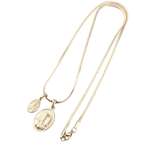 Virgin Mary double pendant necklace, 18K gold plated