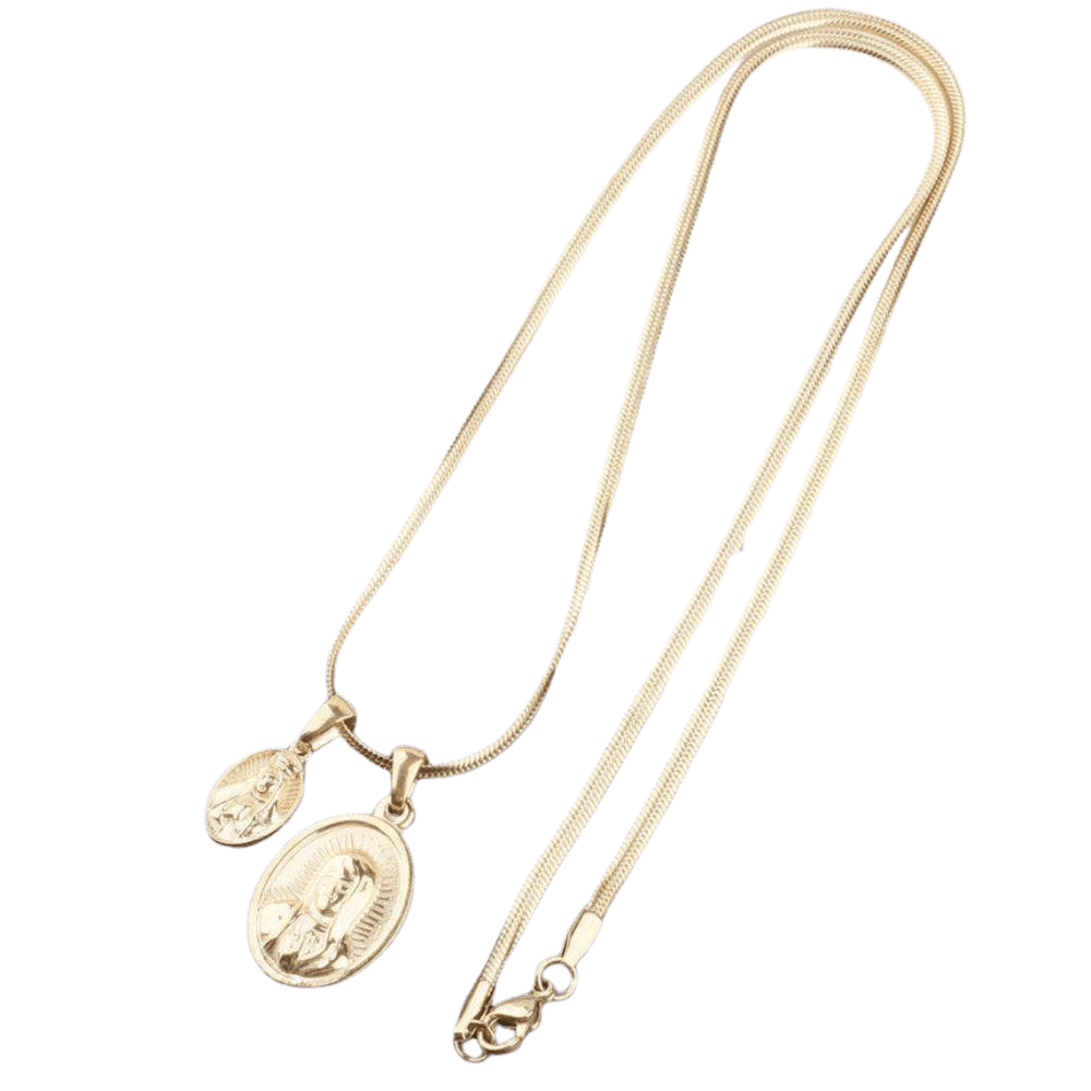 Virgin Mary Double Pendant Necklace — 18K Gold-Plated - JMJ Catholic Productsvariant